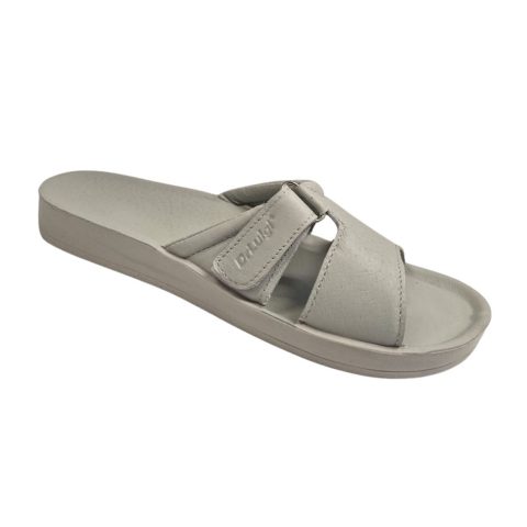 Atviros odinės šlepetės moterims Dr. Luigi tamsiai pilkos spalvos