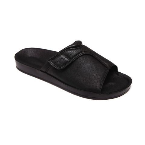 Atviros odinės šlepetės vyrams Dr.Luigi juodos spalvos