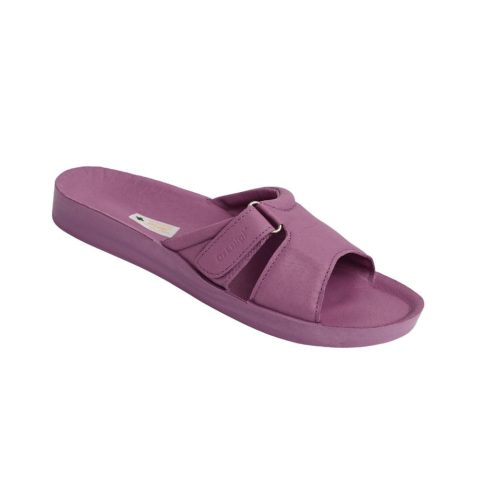 Atviros odinės šlepetės moterims Dr.Luigi alyvinės spalvos